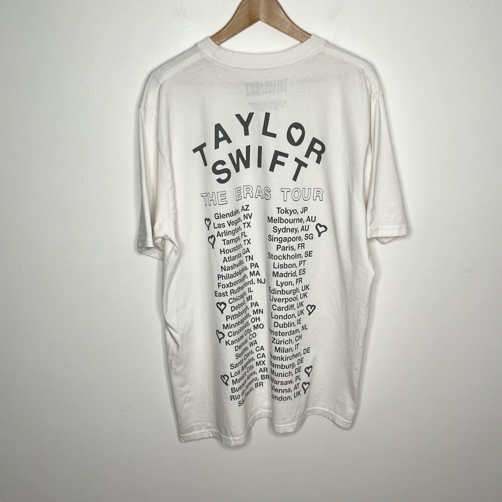 The Eras Tour Short Sleeve Oversized T Shirt Large White Swifty Double Sided - Picture 7 of 9